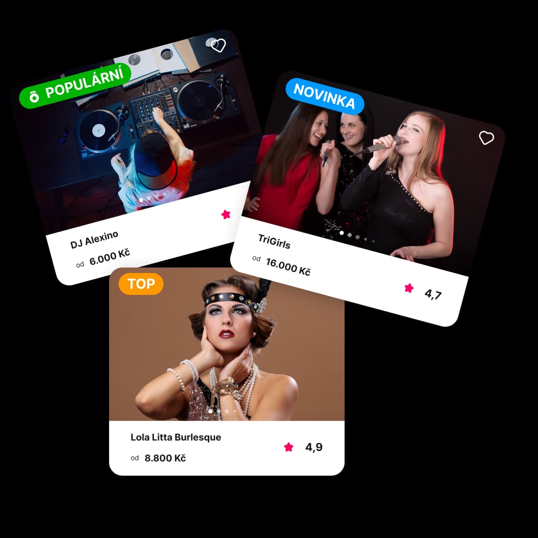 Entertainment listing cards